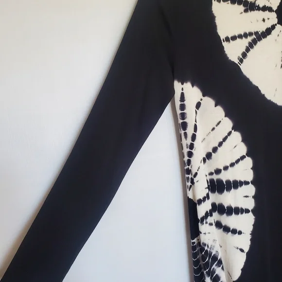 SOFT SURROUNDINGS TUNIC TIE DYE BOHO BLACK & WHITE LONG SLEEVE WOMENS (XS) - Picture 6 of 10